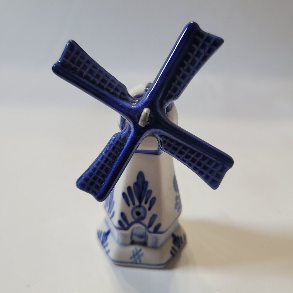 Vintage Delft Blue Windmill Hand Painted Ceramic Figurine Dutch Holland